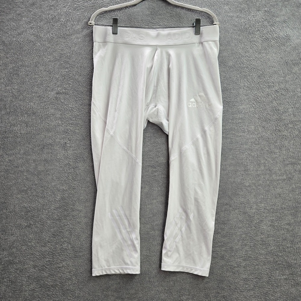 Adidas Women Activewear Pants XL White Leggings Alphaskin Climalite 21" Inseam